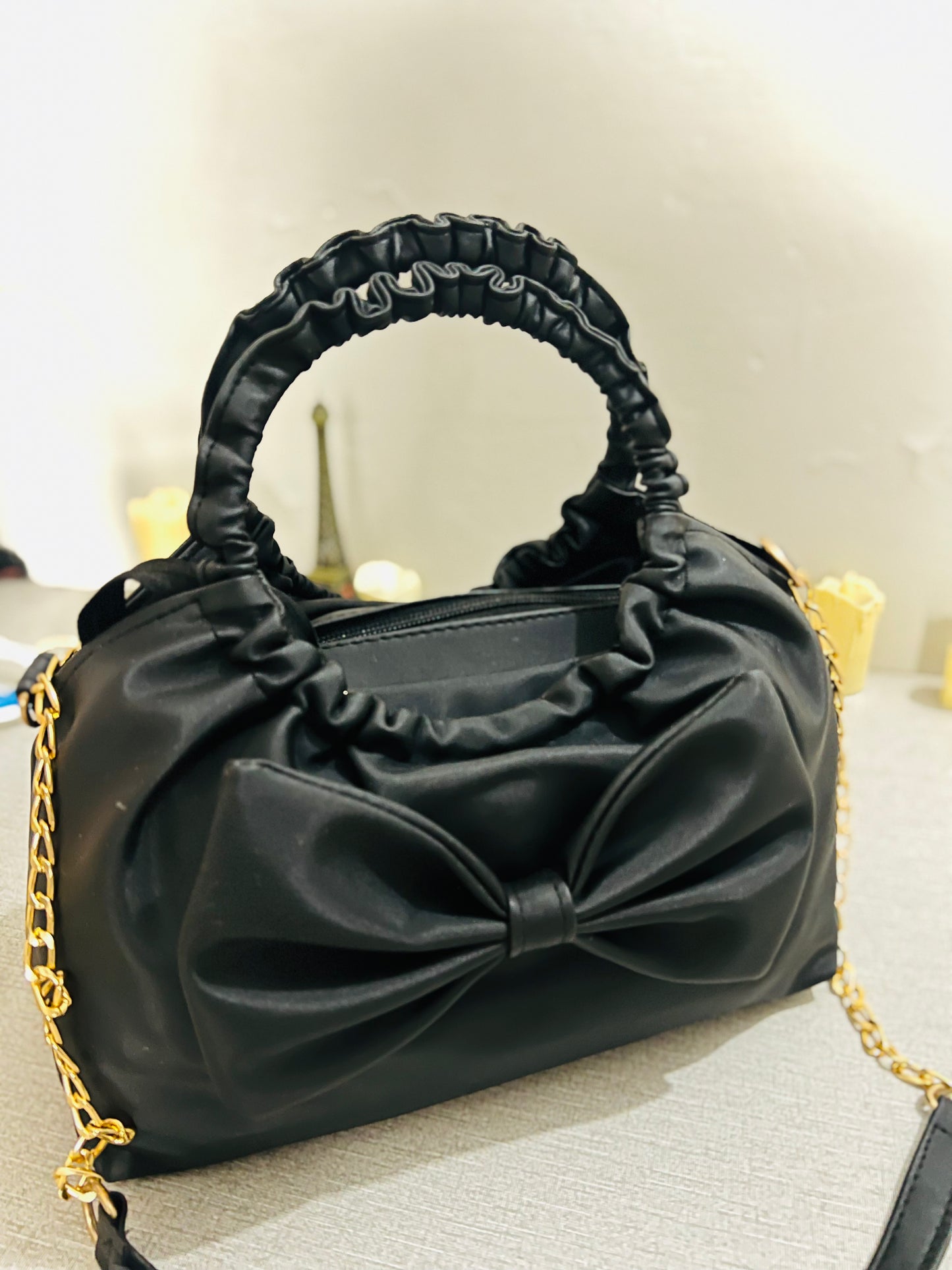 Black Twisted Bow Bag | Sovana Lane