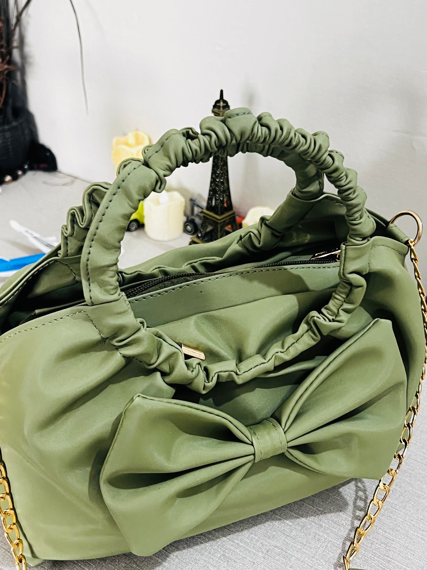 Twisted Bow Bag Moss Green | Sovana Lane