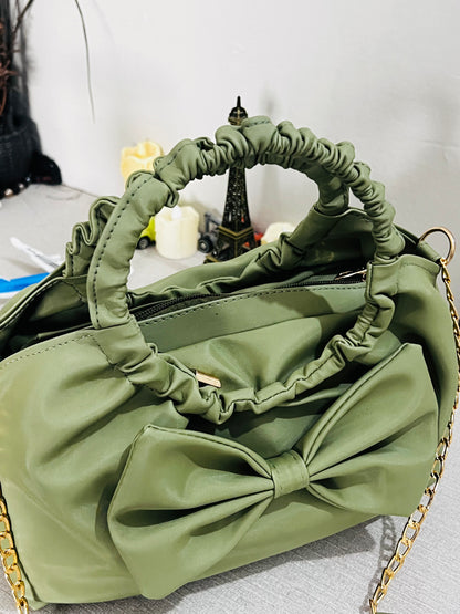 Twisted Bow Bag Moss Green | Sovana Lane