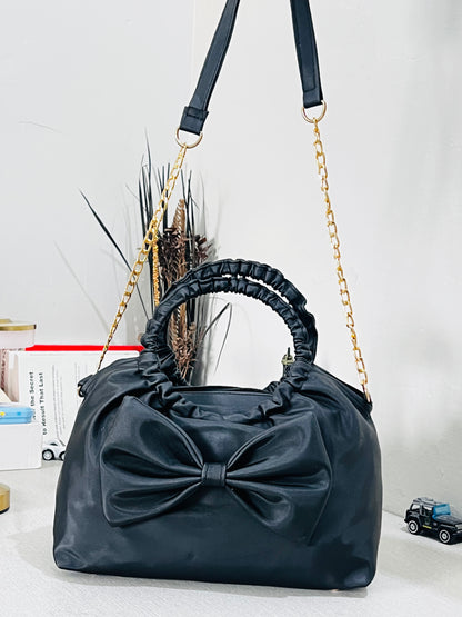 Twisted Bow Bag – Pink | Black | Moss Green