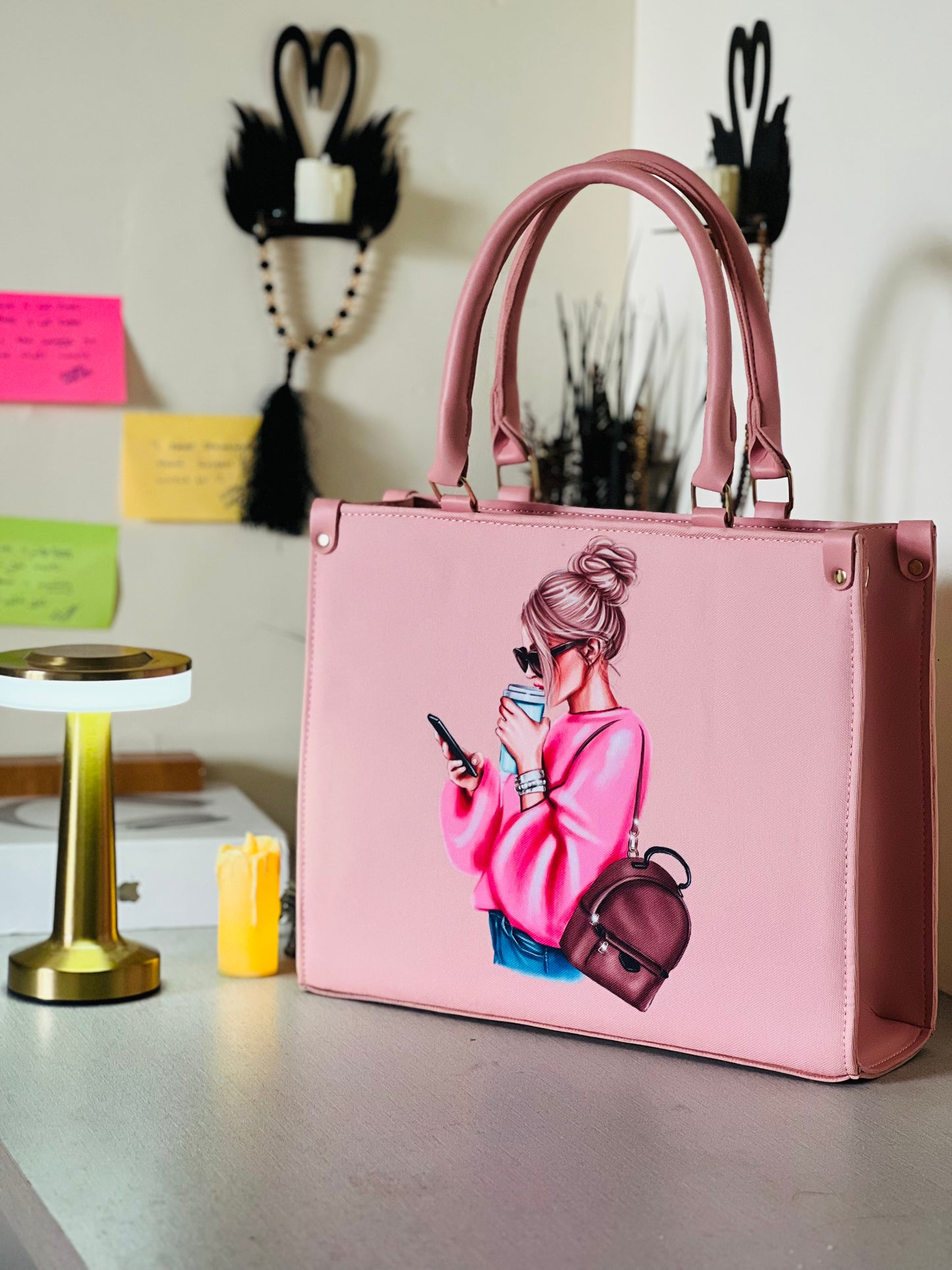 Pink Mug Girl Tote Bag