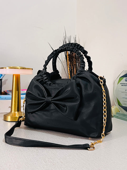 Black Twisted Bow Bag | Sovana Lane